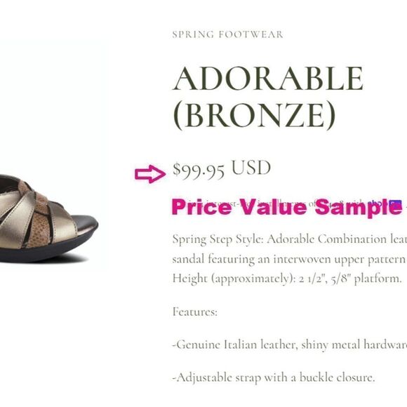 SPRING STEP ADORABLE SANDAL SHOES BRONZE SIZE 38 SIZE US: 7.5 - 8 - Picture 15 of 15